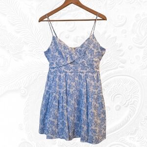 Trixxi Blue Foral Adjustable Strap Mini Dress Large